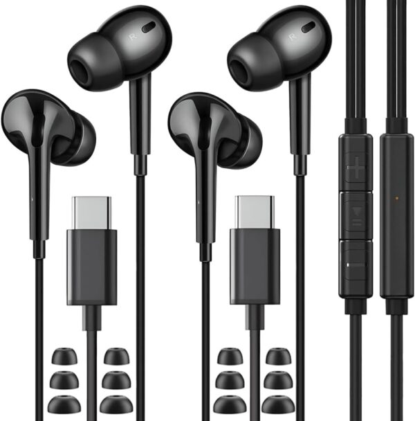 Wired Earbuds in-Ear USB C with Mic & In-Line Controls HiFi Stereo